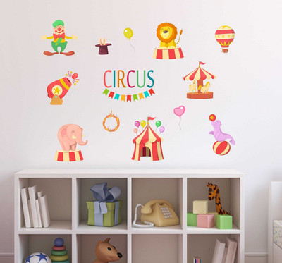Wallzone 70 cm Circus Theme Removable Sticker(Pack of 1)