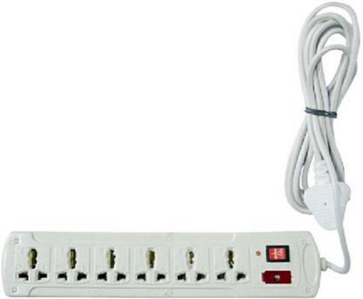 D-DEVOX 6 PLUGH Extension Cord With Individual Switches FUSE Led Indicator 6+1Socket Extension Boards (White) 6  Socket Extension Boards(White, 2 m)