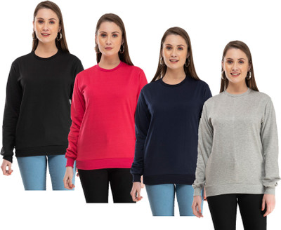 IndiWeaves Full Sleeve Solid Women Sweatshirt