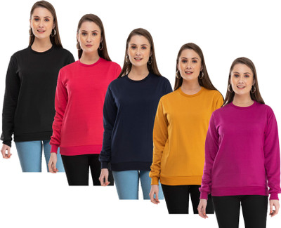 Indistar Full Sleeve Solid Women Sweatshirt