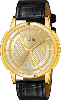 BEZELO BEZELO GR-A-1026-A Golden dial Leather Analog Analog Watch  - For Men