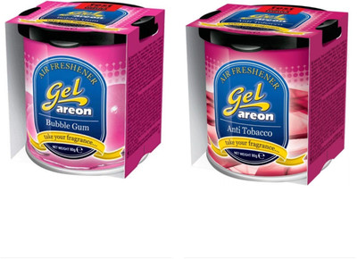 areon BUBBLE GUM & ANTI TOBACCO Car Freshener Diffuser Gel Can(2 x 80 g)