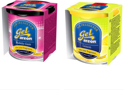 areon BUBBLE GUM & LEMON Car Freshener Diffuser Gel Can(2 x 80 g)
