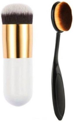 Miss Hot Professional Foundation Brush and Oval Foundation Brush Pack of 2(Pack of 2)