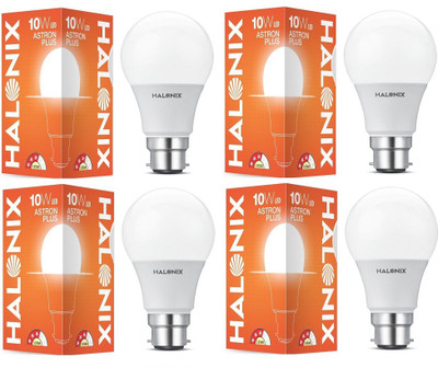 HALONIX 10 W Round B22 LED Bulb (White, Pack of 4)