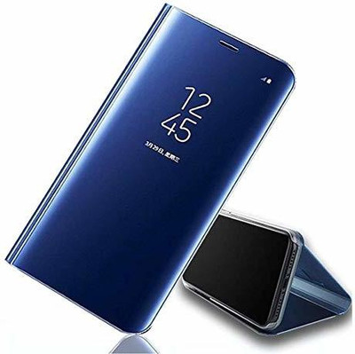 KHR Flip Cover for Samsung Galaxy S10 Flip Cover Acrylic Body Protective Flip S-View Kickstand Flip Back Case(Blue, Shock Proof)