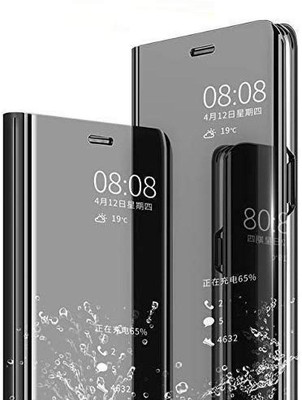 KHR Flip Cover for Redmi Note 8 Flip Cover Acrylic Body Protective Flip S-View Kickstand Flip Back Case(Black, Shock Proof)