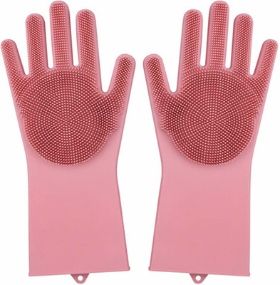 RBS Dish Washing Gloves, Silicon Cleaning Gloves, Silicon Hand Gloves Wet and Dry Glove Set(Extra Large Pack of 2)