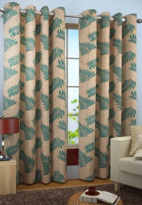 kiara Creations 275 cm (9 ft) Polyester Semi Transparent Long Door Curtain (Pack Of 2)(Printed, Aqua)