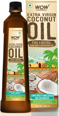 WOW Life Science Extra Virgin Coconut Oil Pure & Natural, Enriching & Nourishing Oil - 400mL Coconut Oil Plastic Bottle(400 ml)