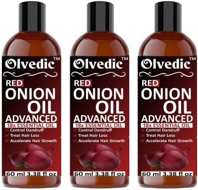 Olvedic Advanced Onion Hair Oil For Hair Growth Onion Hair Oil 60ML Pack Of 3 Bottlke ( 180ml) Hair Oil(180 ml)