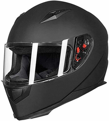 ILM Full Face Motorcycle Street Bike Helmet with Removable Winter Neck Scarf + 2 Vis Motorbike Helmet(Black)