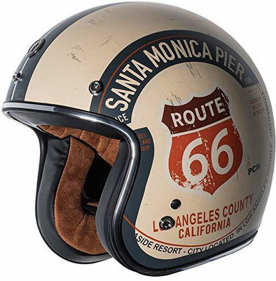 Torc unisex-adult open-face-helmet-style T50 Route 66 3/4 Helmet (with 'PCH' Graphic) Motorbike Helmet(White)
