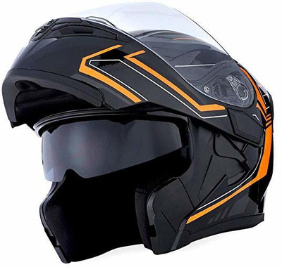 1Storm Motorcycle Modular Full Face Helmet Flip up Dual Visor Sun Shield: HB89 Arrow Ora Motorbike Helmet(Orange)