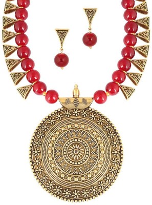 sunhari jewels Copper Gold-plated Maroon, Gold Jewellery Set(Pack of 1)
