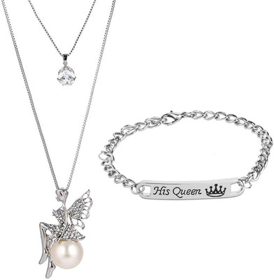 mahi Alloy Rhodium Silver Jewellery Set(Pack of 1)
