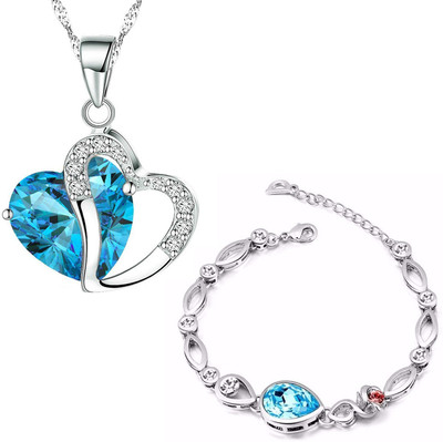 mahi Alloy Rhodium Blue, Silver Jewellery Set(Pack of 1)