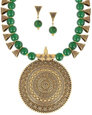 sunhari jewels Copper Gold-plated Green Jewellery Set(Pack of 1)