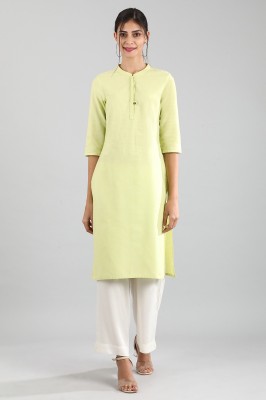 Aurelia Women Solid Straight Kurta(Yellow)