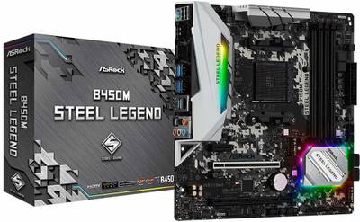 ASRock B450M Steel Legend Socket AM4/ AMD 3rd Generation Ryzen B450/ DDR4/ Quad CrossFireX/ SATA3&USB3.1/ M.2/ A&GbE/MicroATX Motherboard Motherboard