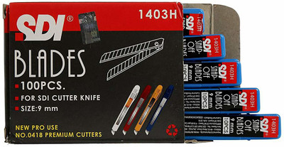dinojames Sdi blades 9mm Metal Grip Hand-held Paper Cutter(Set Of 100, Silver)
