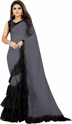 Fashion Day Self Design, Solid/Plain Bollywood Georgette Saree(Grey)