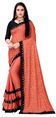 Kuki Fashion Self Design Kanjivaram Lycra Blend Saree(Orange)