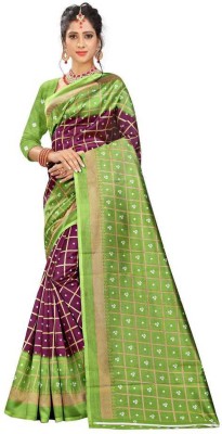SVB Sarees Checkered Bollywood Art Silk Saree(Green)