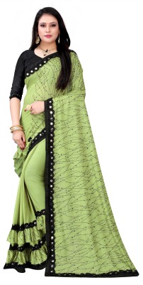 Kuki Self Design Kanjivaram Lycra Blend Saree(Green)