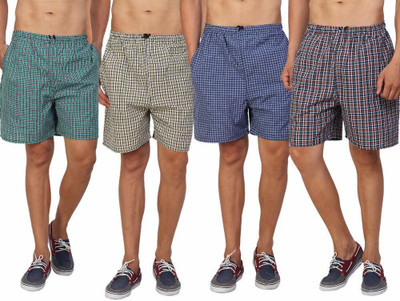 SD Fashions Checkered Men Multicolor Regular Shorts