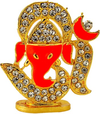 Le Exotica Lord Ganesha & Holy Symbol Om Idol With Golden Electroplating for worship & Gain Prosperity Religious Decoration for Home or office and gift for Vastu and Car Dashboard Decorative Showpiece  -  4 cm(Metal, Gold)