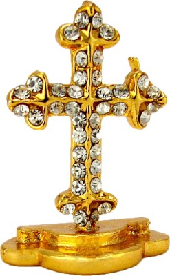 Le Exotica Holy Christian Cross or Latin Cross of God Jesus, Religious Symbol of Christianity cladded by Golden Electroplating to worship & Gain Prosperity Ideal for Home, Office or Car Dashboard Decorative Showpiece  -  3.5 cm(Metal, Gold)
