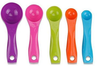 vdhja Measuring Spoons with Teaspoons Tablespoons Multi Color Set of 5 Plastic Measuring Spoon Set(Pack of 5)