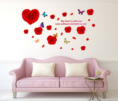 Littlebuds 140 cm Red Rose Removable Sticker(Pack of 1)