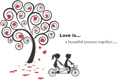 Wallzone 70 cm Love Is Beautiful Extra Large Vinyl Wallsticker( 140 cm x 90 cm) Self Adhesive Sticker(Pack of 1)