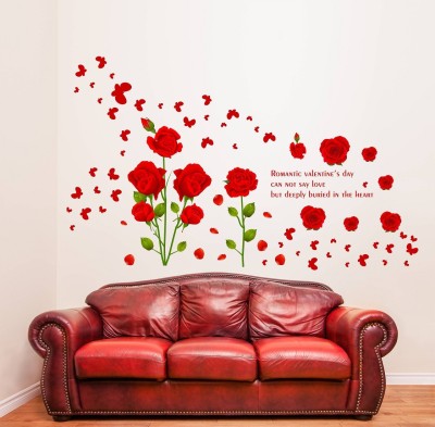 Wallzone 150 cm Red Roses Removable Sticker(Pack of 1)