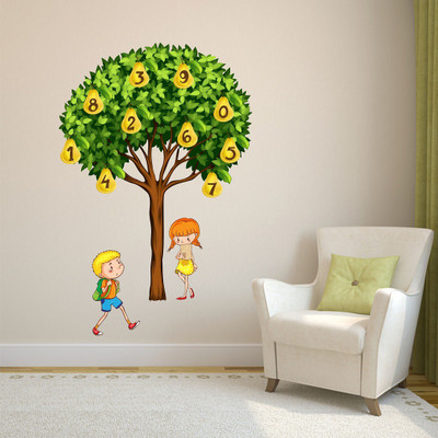 Wallzone 100 cm Numbers Tree Removable Sticker(Pack of 1)