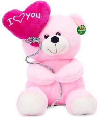 Bhagwati Soft Toy soft plush i love you balloon heart teddy bear/ balloon teddy bear for valentine day gift someone special -20cm (pack of 1)-Pink  - 20 cm(Pink)
