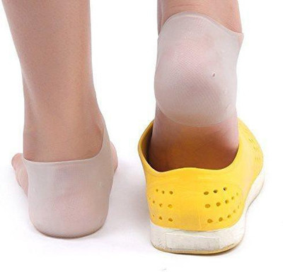 smile4u silicone Gel Heel Pad Socks For Heel Swelling Pain Relief(WHITE) Heel Support(White)
