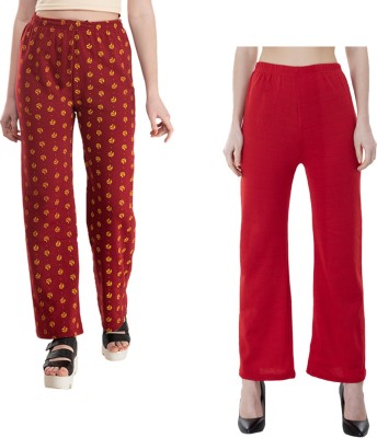 IndiWeaves Regular Fit Women Maroon, Yellow, Red Trousers