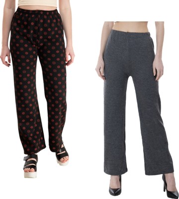 IndiWeaves Regular Fit Women Grey, Black, Maroon Trousers