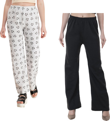 IndiWeaves Regular Fit Women Black, White Trousers
