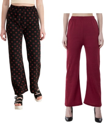 IndiWeaves Regular Fit Women Maroon, Black, Pink Trousers