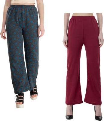 IndiWeaves Regular Fit Women Blue, Maroon, Grey Trousers