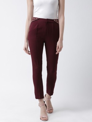 KASSUALLY Regular Fit Women Maroon Trousers