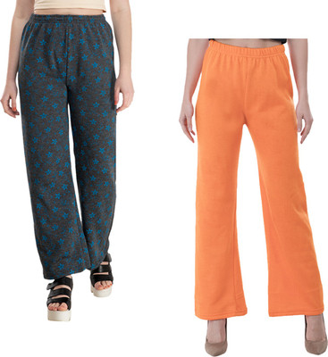 IndiWeaves Regular Fit Women Orange, Blue, Grey Trousers