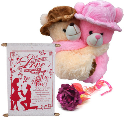 Saugat Traders Soft Toy, Artificial Flower, Greeting Card Gift Set