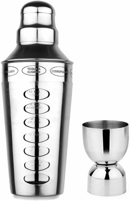 Steren Impex Steren Impex | Cocktail Shaker - 8 Drink Rotation Recipe Guide with Built-in Bartender Strainer & Peg Measurer (30 & 60 ml) - Small, 750 ml Bar Set(Stainless Steel) Steren Impex Steren Impex | Cocktail Shaker - 8 Drink Rotation Recipe Guide with Built-in Bartender Strainer & Peg Measurer (30 & 60 ml) - Small, 750 ml Bar Set(Stainless Steel)