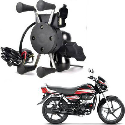avyaan X-Grip Mobile Phone Holder with USB Charger Bike Mobile Holder Bike Mobile Holder(Black)