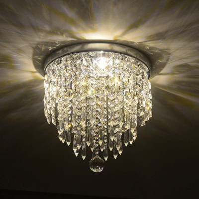 INDSMART 27cm Width Crystal Chandelier LED Ceiling Light Pendant Bulb Chandelier Ceiling Lamp Chandelier Ceiling Lamp(Silver)
